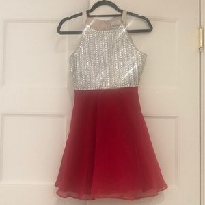 Girls rhinestone fit-and-flare party dress